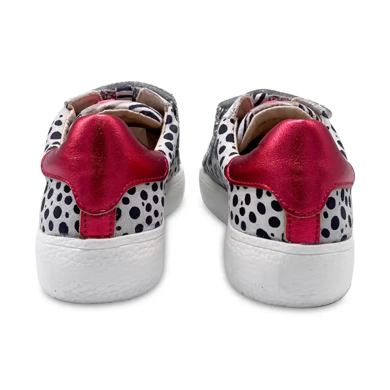 Acebos Metallic Red Black White Print Velcro Sneaker - Image 4