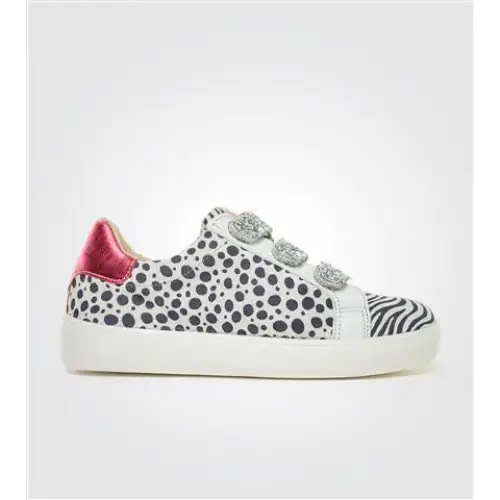 Acebos Metallic Red Black White Print Velcro Sneaker - Image 6