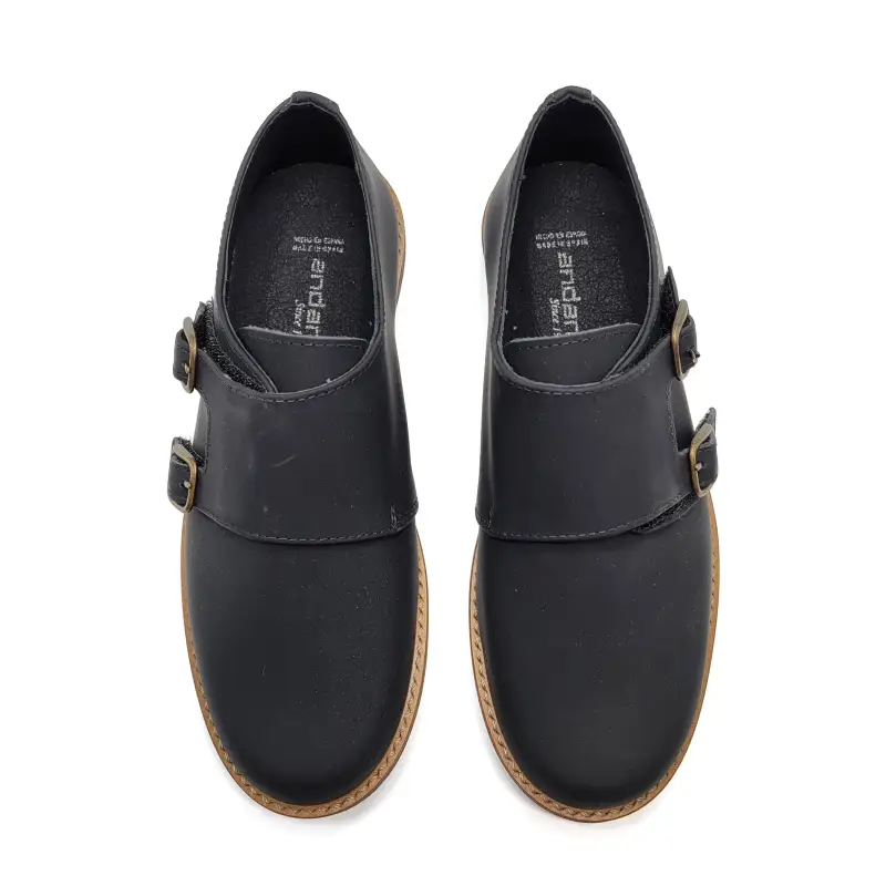 Andanines Black Gum Monk Strap Dress Shoe - Image 2