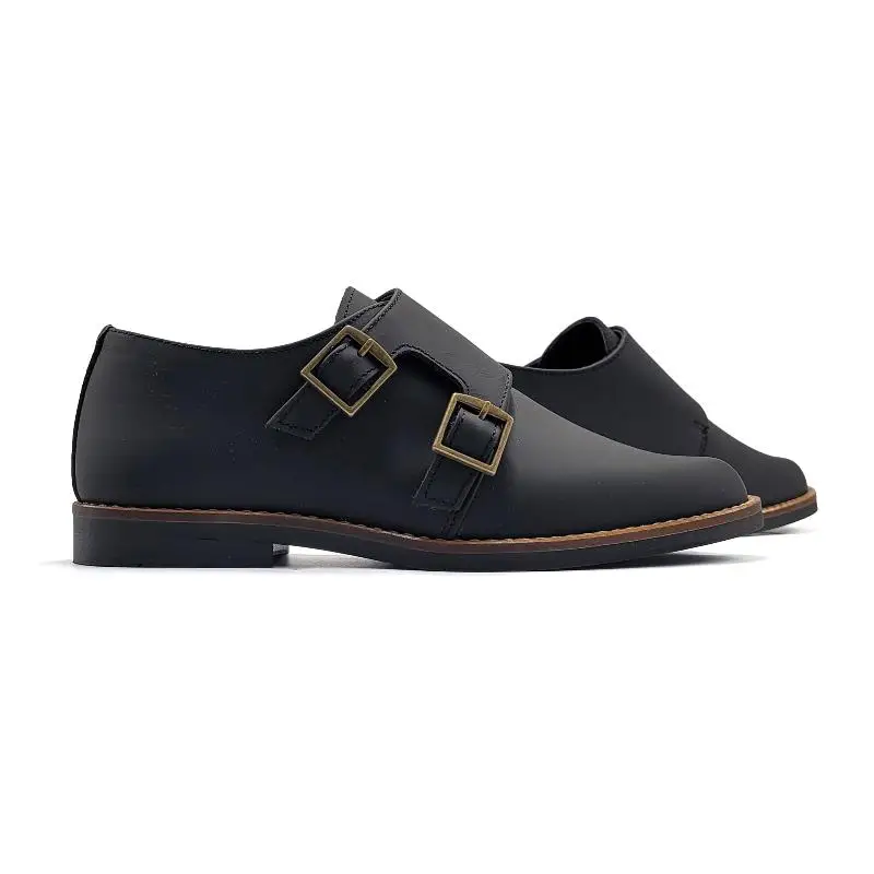 Andanines Black Gum Monk Strap Dress Shoe - Image 3