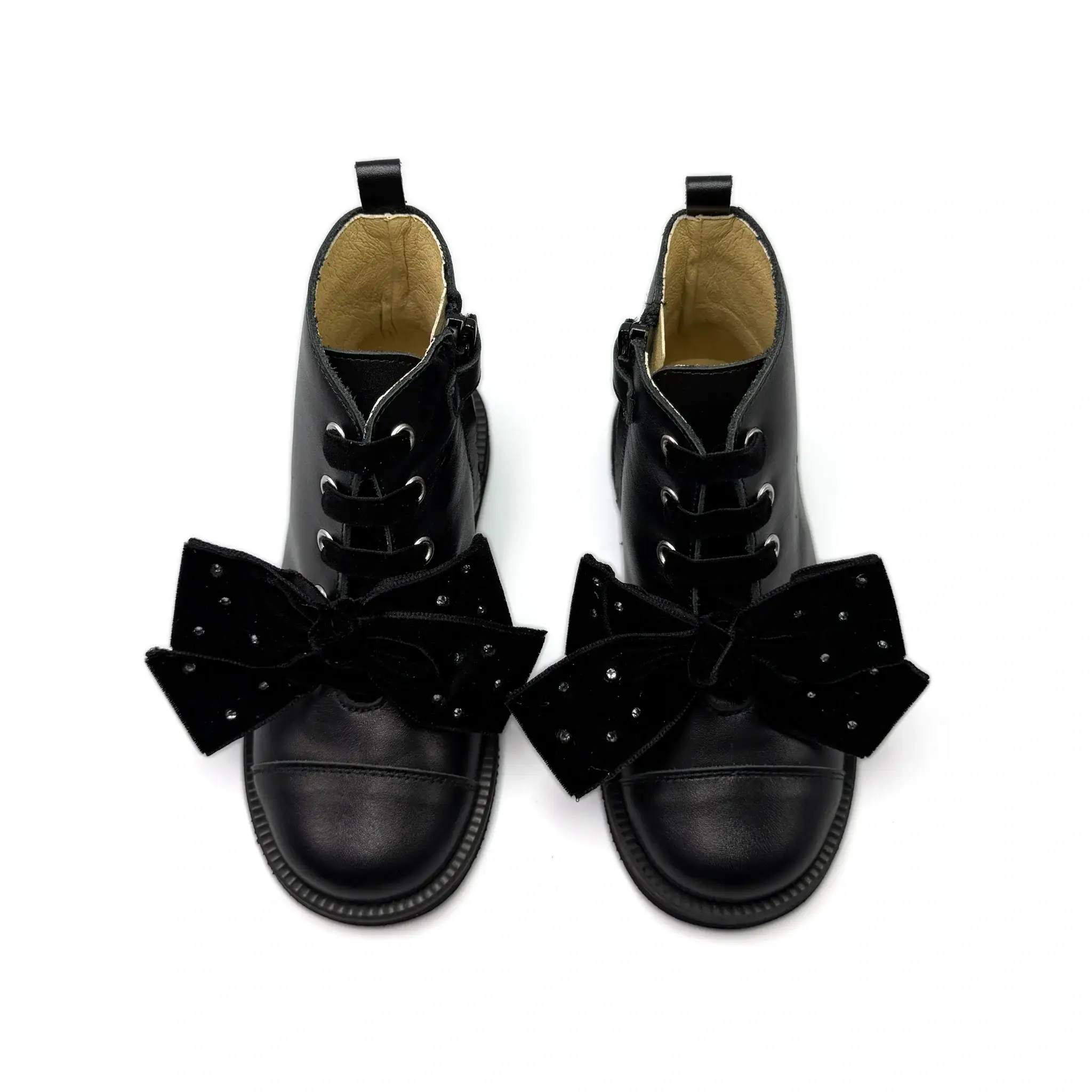 Andanines Black Leather Bow Combat Bootie - Image 2
