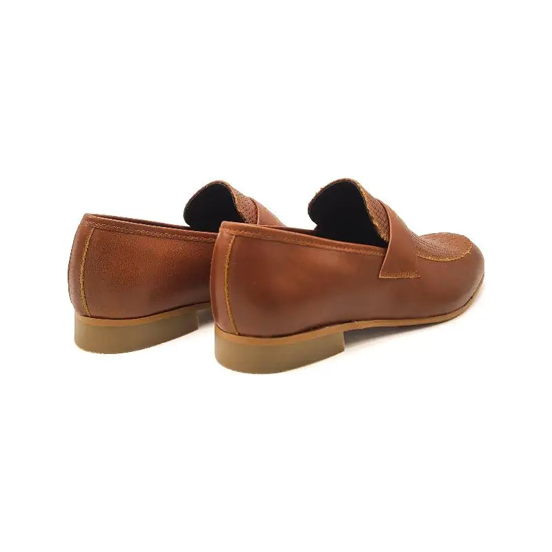 Andanines Brown Basket Penny Loafer Dress Shoe - Image 3