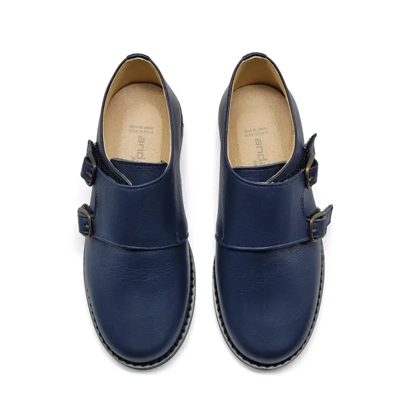 Andanines Marine Blue Double Monk Strap Dress Shoe - Image 2