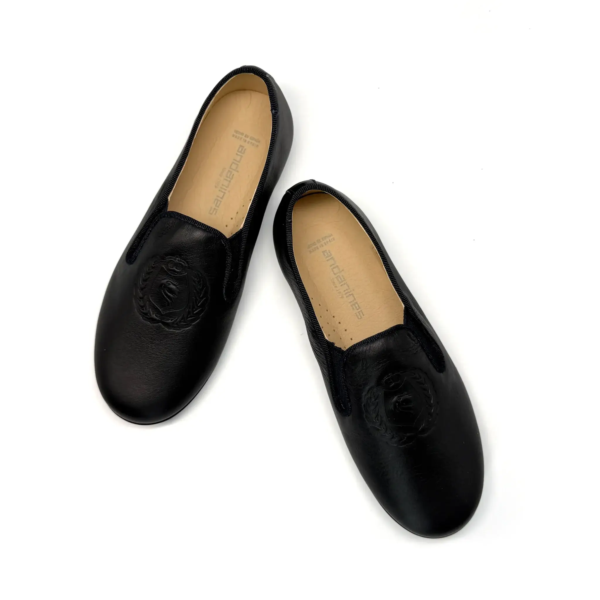 ANDANINES Navy Mousse Embossed Smoking Slip On - Image 3