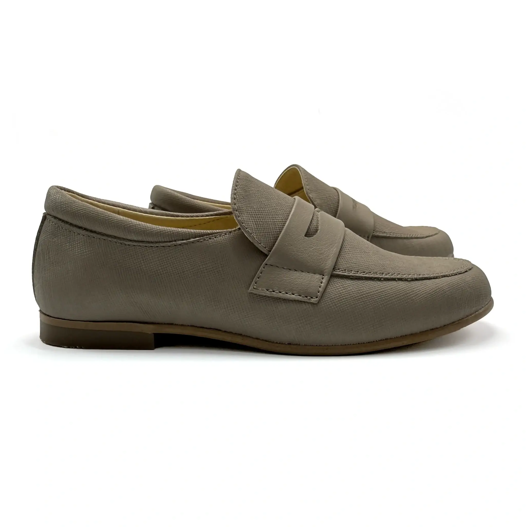 Andanines Safari Taupe Saffiano Penny Loafer
