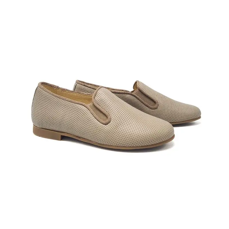 Andanines Taupe Perforated Smoking Slip On