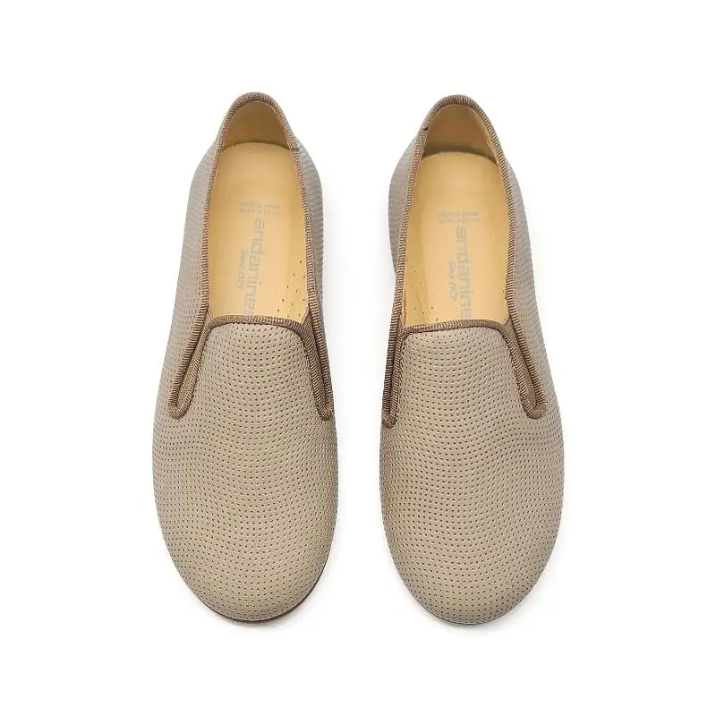 Andanines Taupe Perforated Smoking Slip On - Image 2