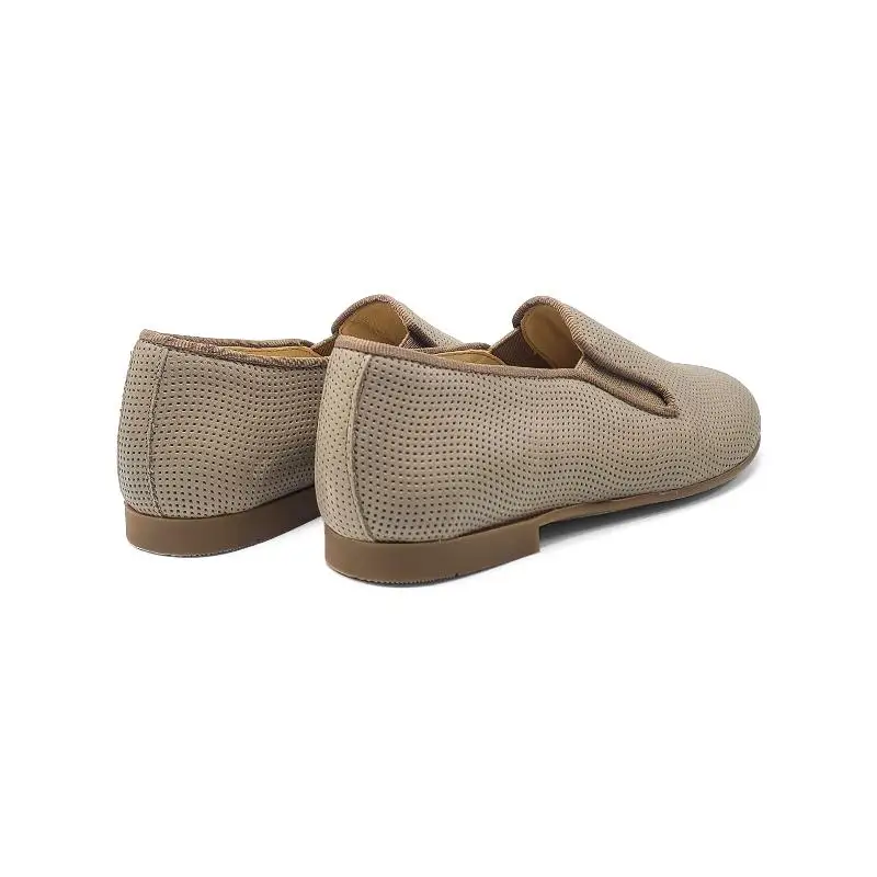 Andanines Taupe Perforated Smoking Slip On - Image 3