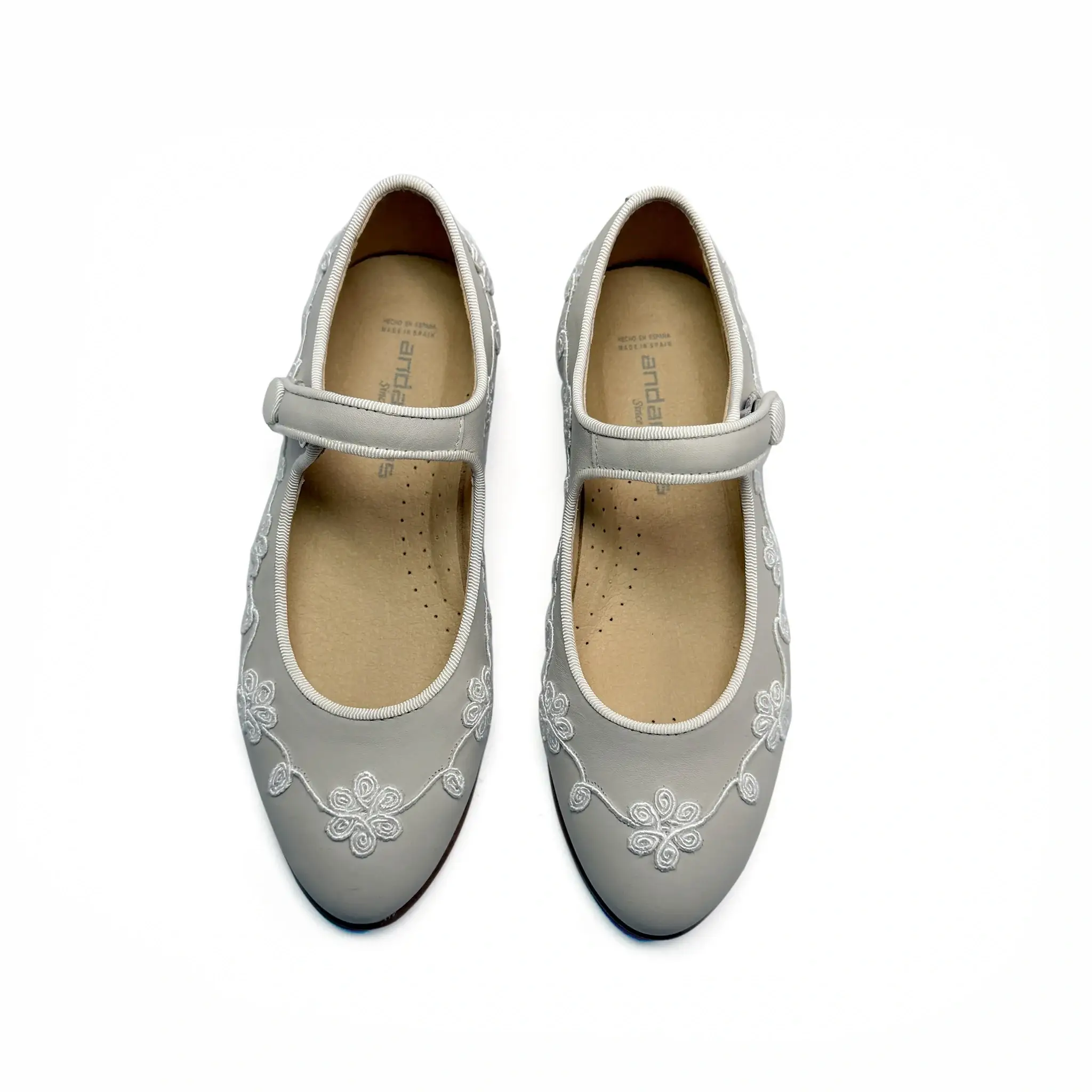 Andanines Taupe Porcini Swirl Almond Toe Mary Jane - Image 2
