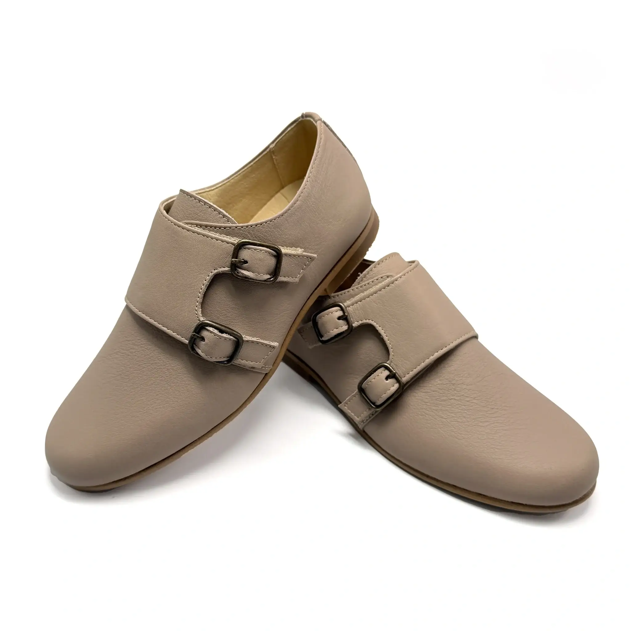Andanines Taupe Velcro Monk Dress Shoe - Image 2