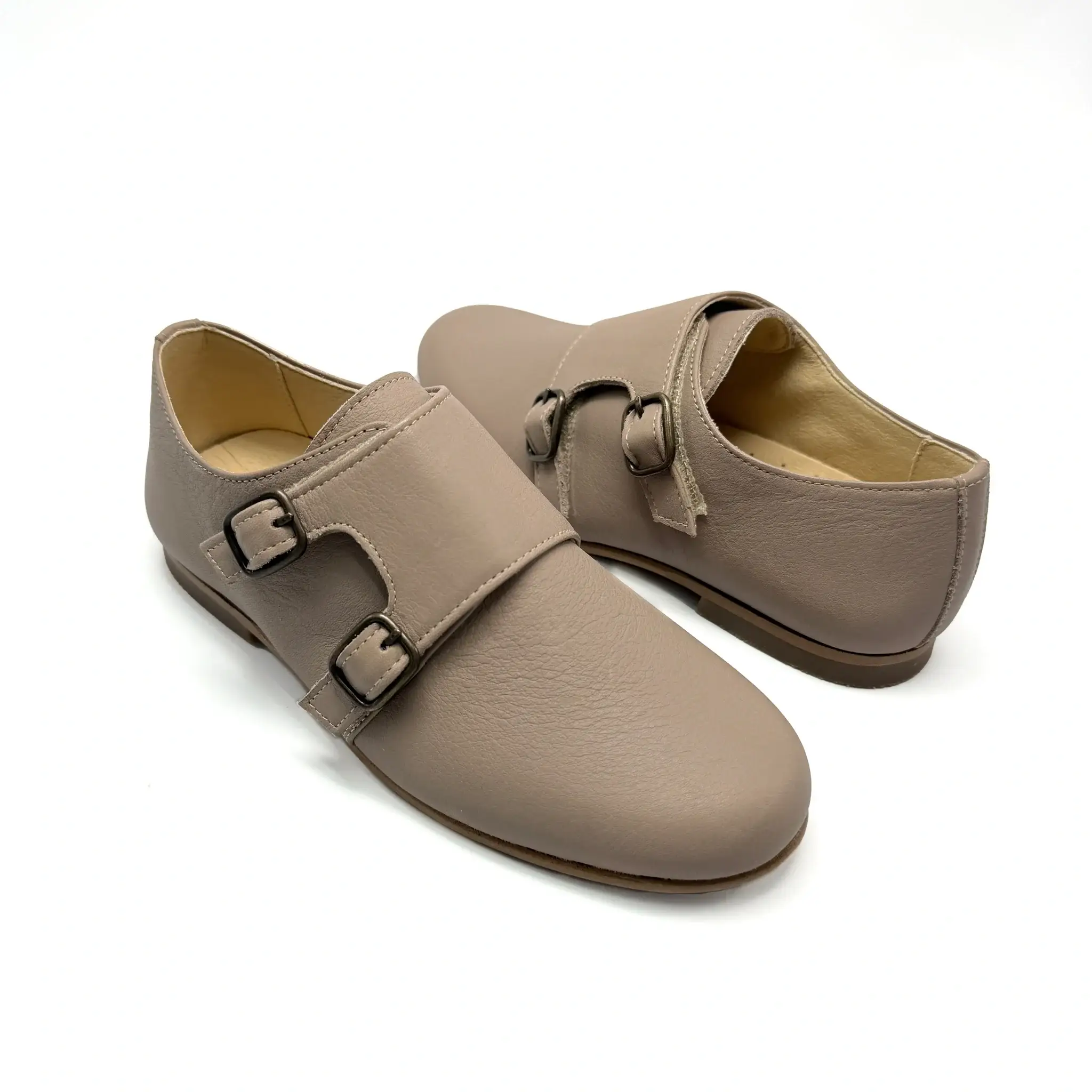Andanines Taupe Velcro Monk Dress Shoe - Image 3