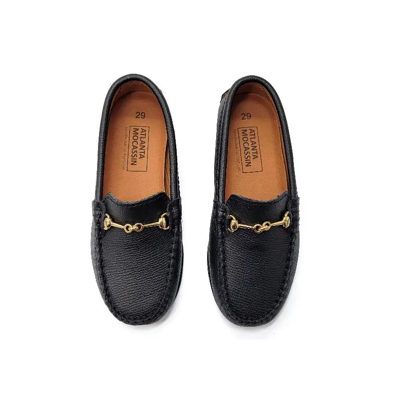 Atlanta Mocassin Black Grain Buckle Loafer - Image 2