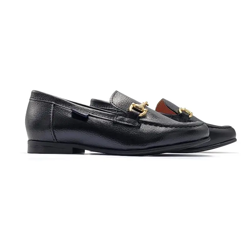 Atlanta Mocassin Black Little Grain Buckle Loafer 19014 - Image 3