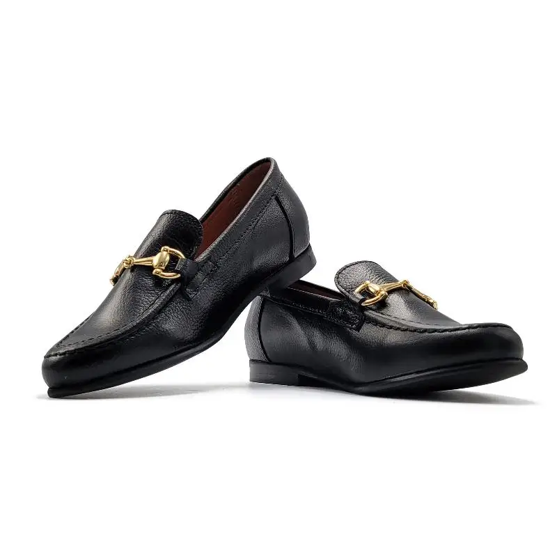 Atlanta Mocassin Black Little Grain Buckle Loafer 19014 - Image 6