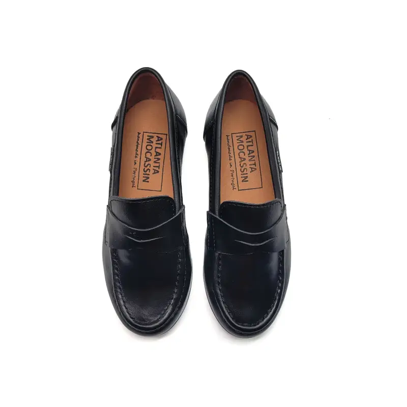 Atlanta Mocassin Black Smooth Penny Loafer - Image 2