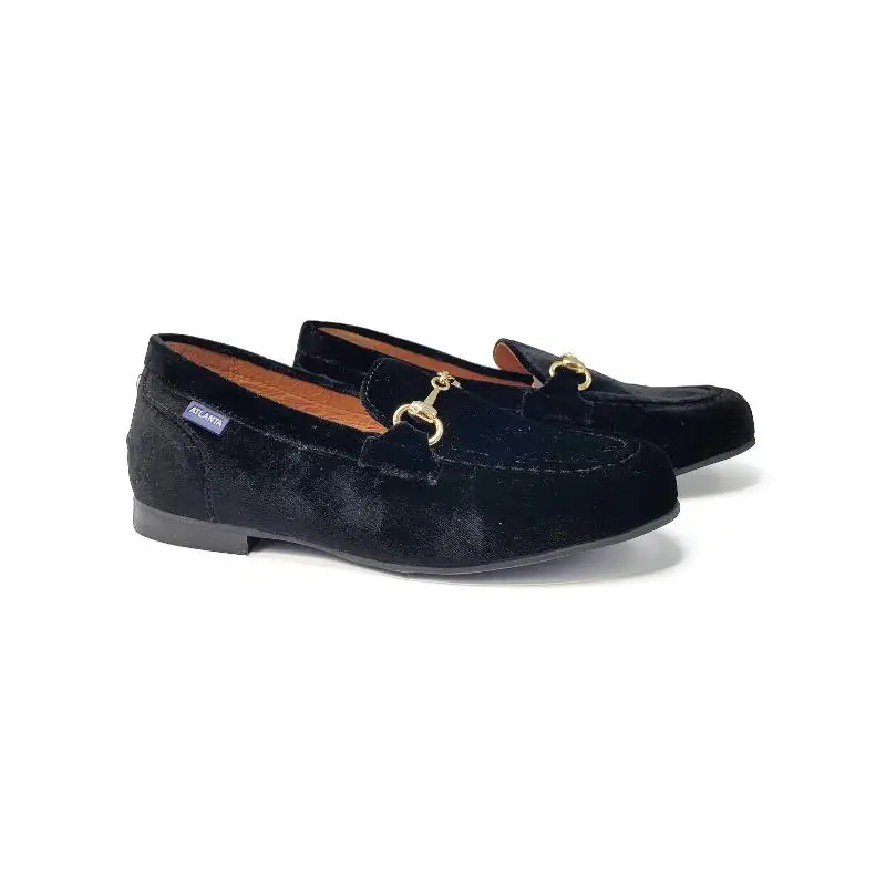 Atlanta Mocassin Black Velvet Chain Loafer