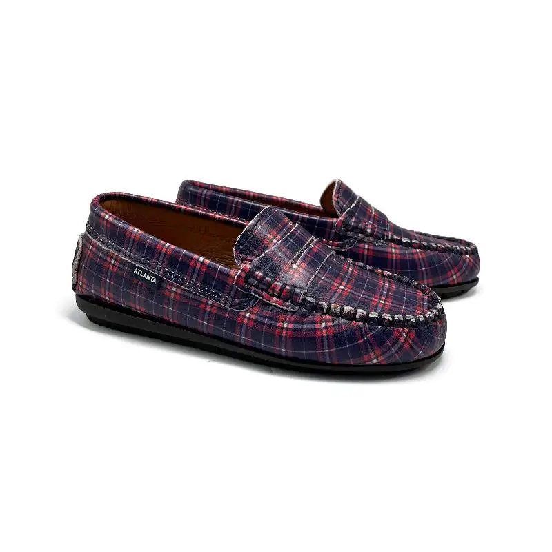 Atlanta Mocassin Blue & Red Scottish Penny Loafer