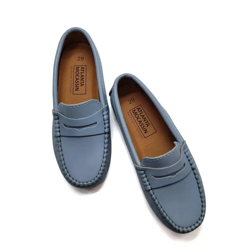 Atlanta Mocassin Blue Sky Smooth Penny Loafer - Image 3