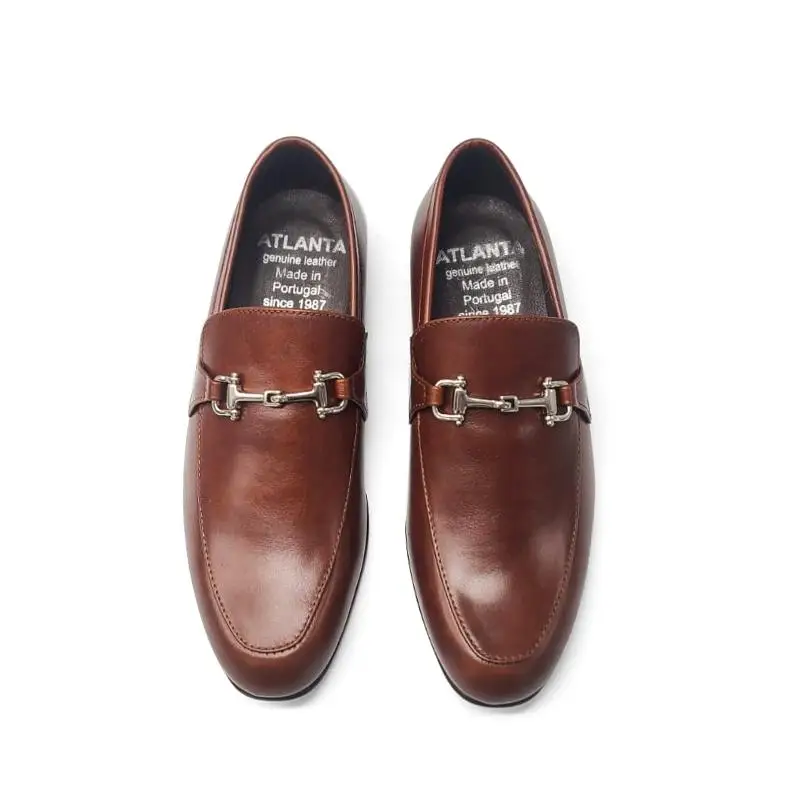 Atlanta Mocassin Brown Leather Chain Loafer - Image 3