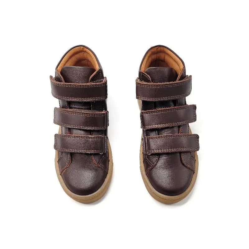 Atlanta Mocassin Brown Three Strap Velcro High Top Sneaker - Image 2