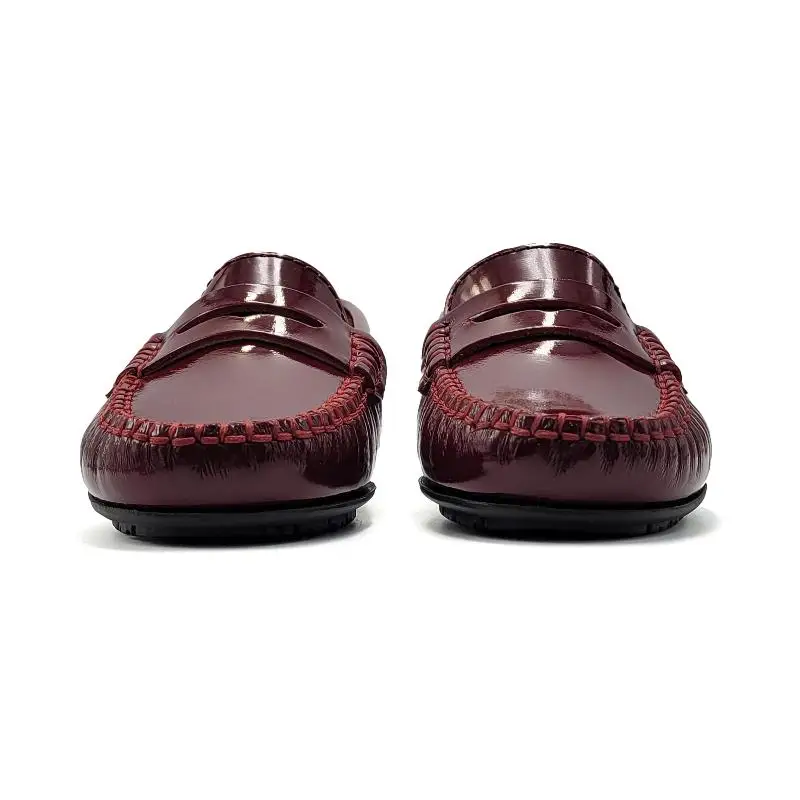 Atlanta Mocassin Burgundy Patent Penny Loafer - Image 3