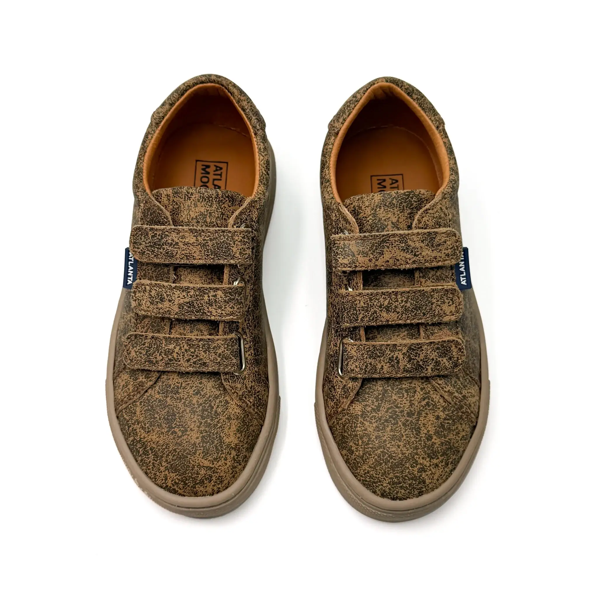 Atlanta Mocassin Camel Shabby Velcro Sneaker - Image 3
