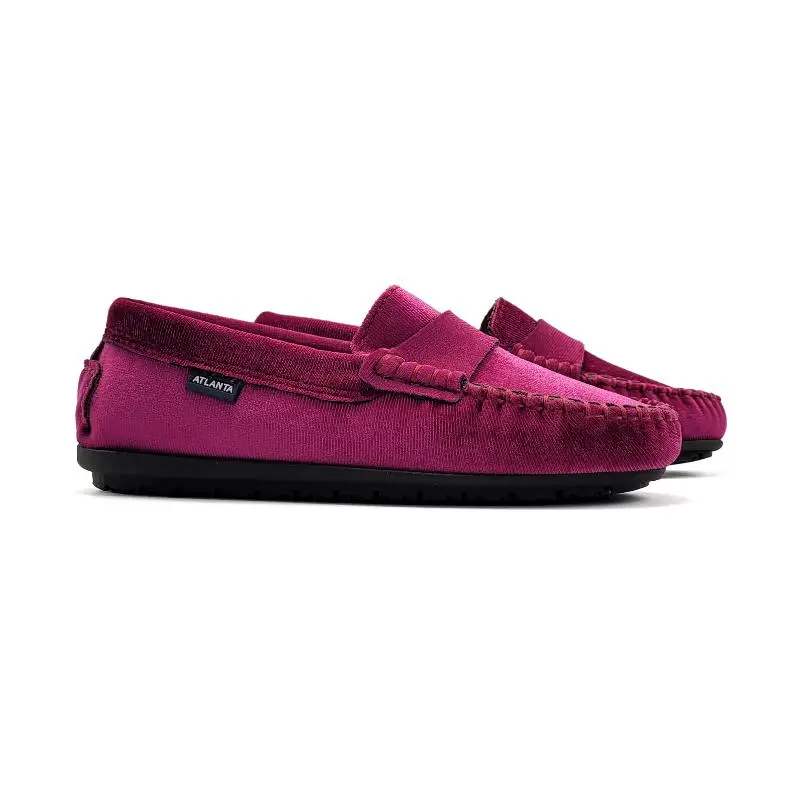 Atlanta Mocassin Fuschia Velvet Penny Loafer