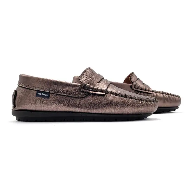 Atlanta Mocassin Grey Metal Penny Loafer 032 *Size 41