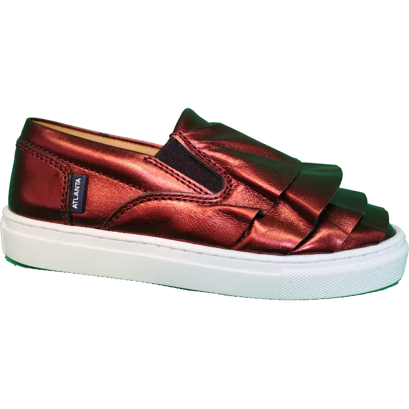 Atlanta Mocassin Metallic Rust Ruffle Slip On Sneaker