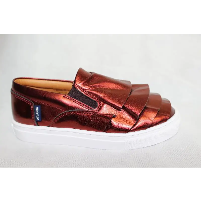 Atlanta Mocassin Metallic Rust Ruffle Slip On Sneaker - Image 2