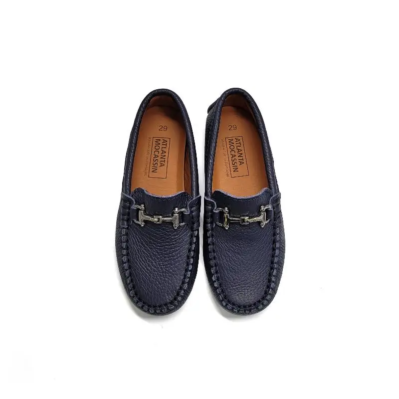 Atlanta Mocassin Navy Grain Buckle Loafer - Image 2