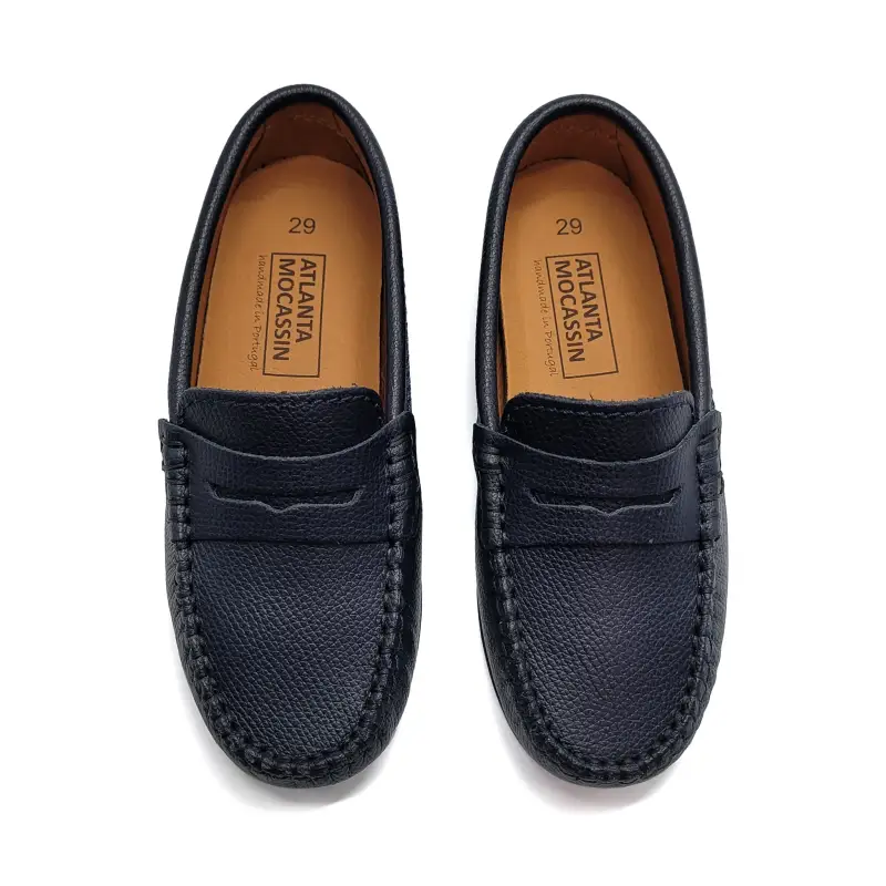 Atlanta Mocassin Navy Grain Penny Loafer - Image 2