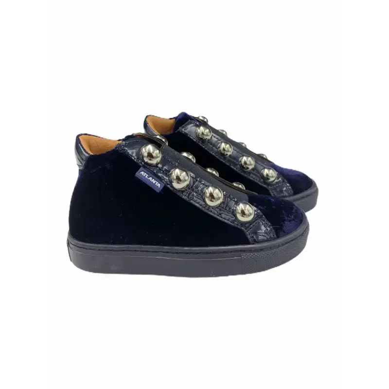 Atlanta Mocassin Navy Velvet High Top Sneaker