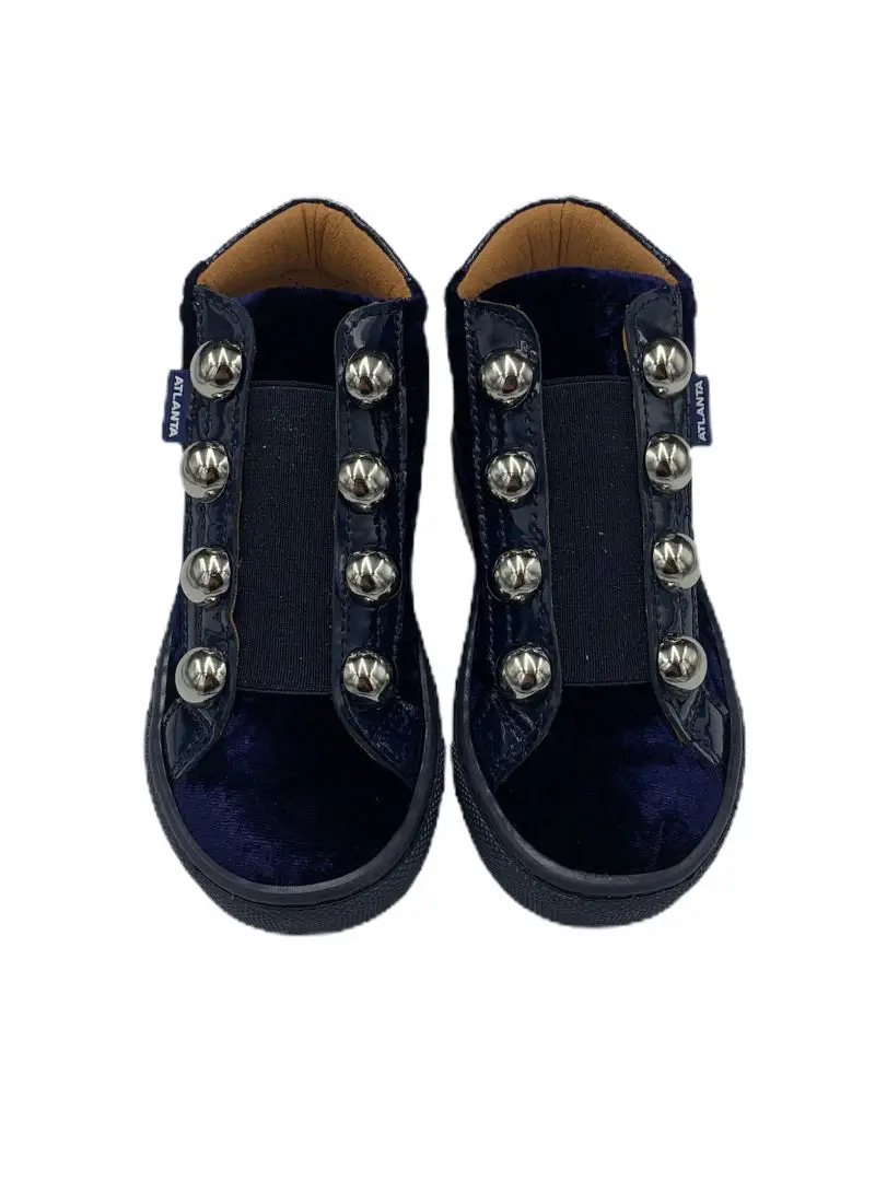 Atlanta Mocassin Navy Velvet High Top Sneaker - Image 3