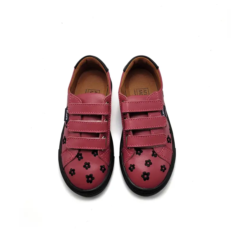 Atlanta Mocassin Rasberry Flowers Velcro Sneaker - Image 2