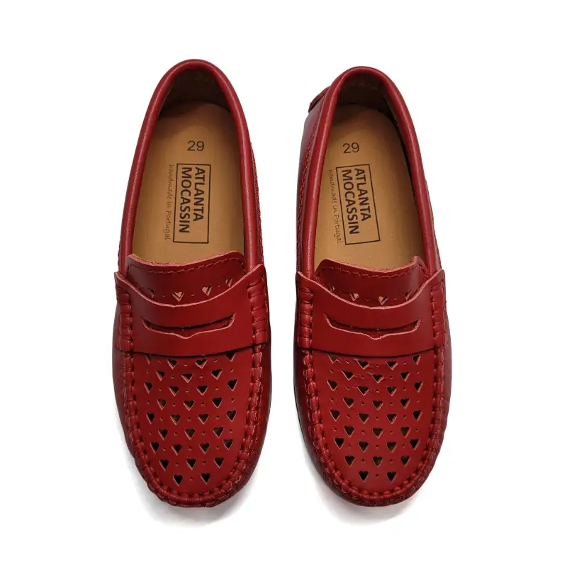 Atlanta Mocassin Red Hearts Cut Out Penny Loafer - Image 2