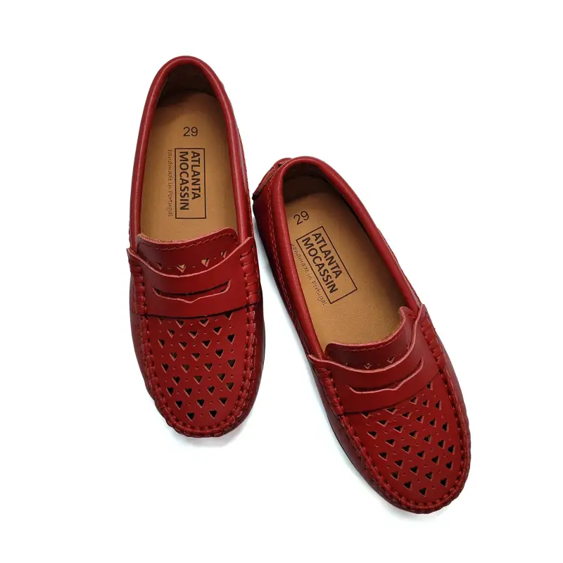Atlanta Mocassin Red Hearts Cut Out Penny Loafer - Image 3