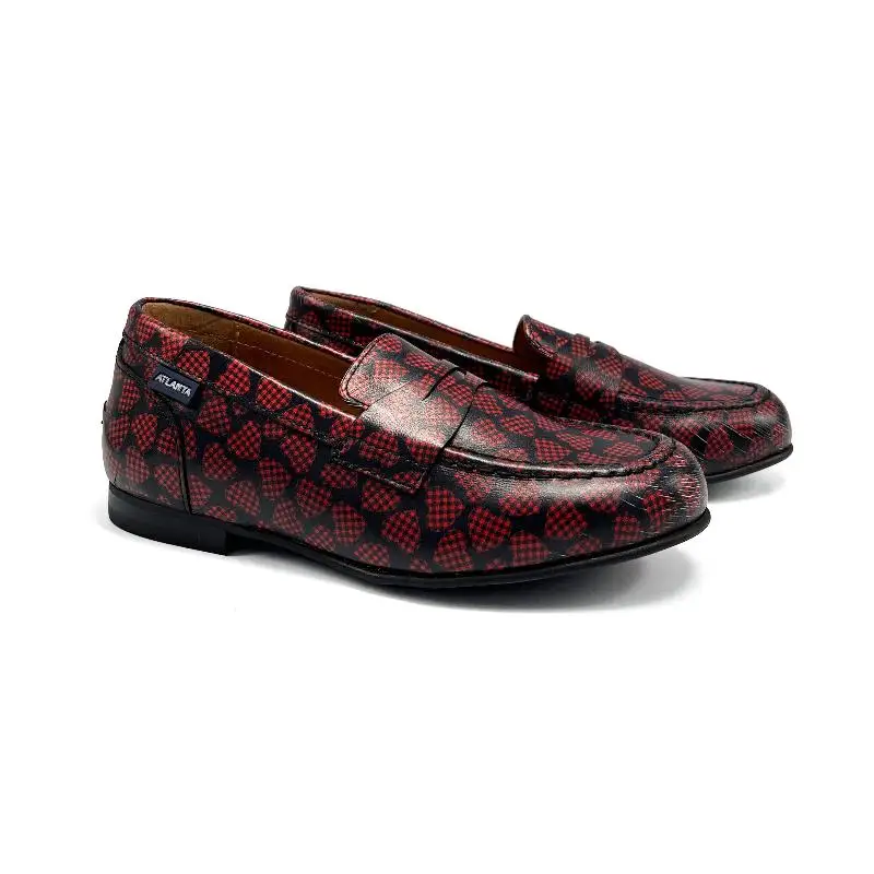 Atlanta Mocassin Red Hearts Penny Slip On
