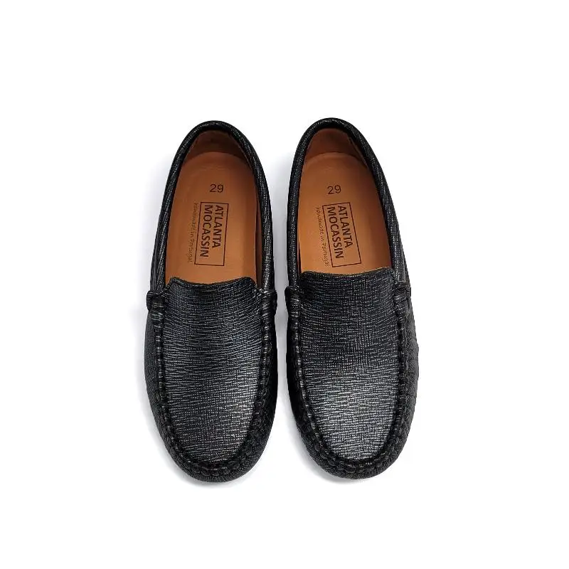 ATLANTA MOCASSIN Saffiano Shimmer Black Slip On Loafer - Image 2