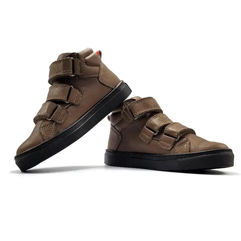 Atlanta Mocassin Taupe Three Strap High Top Sneaker 021 - Image 4