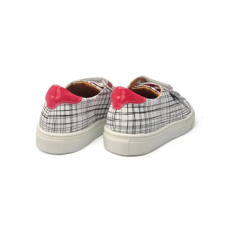Atlanta Mocassin White Abstract Pink Velcro Sneaker - Image 2