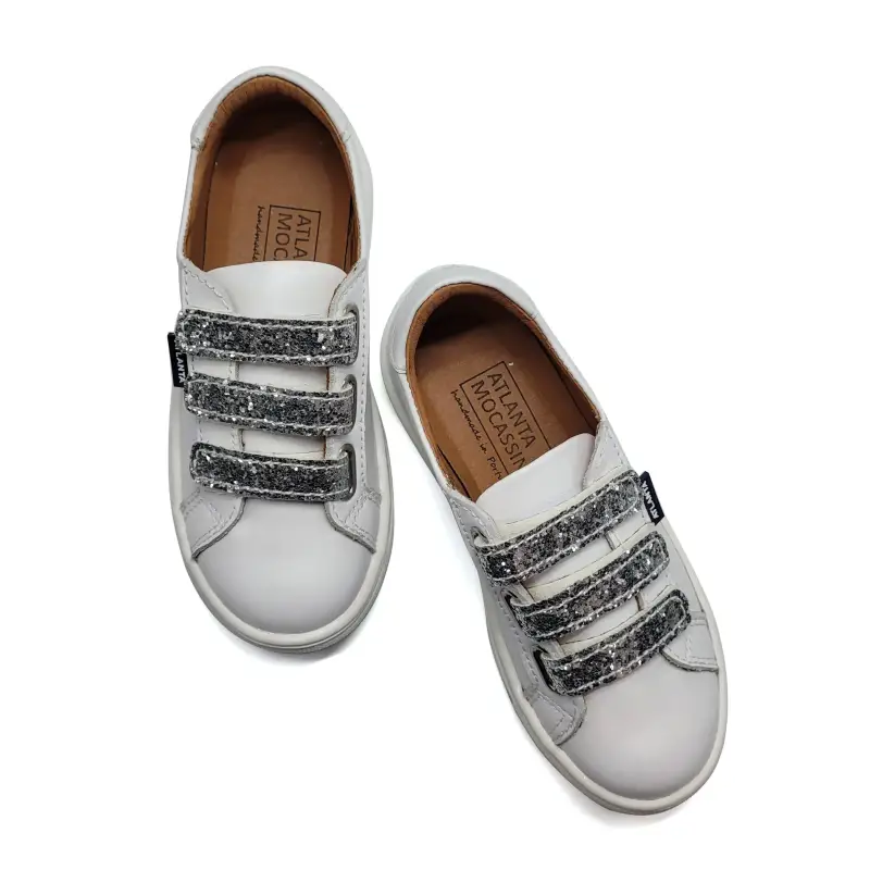 Atlanta Mocassin White Red Hearts Velcro Sneaker - Image 2