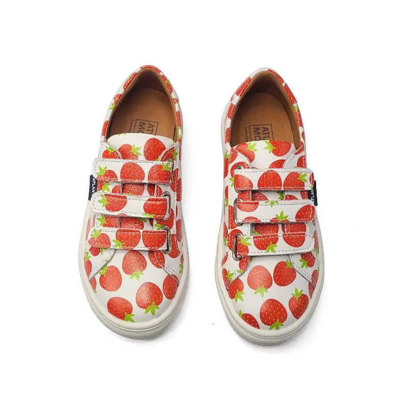 Atlanta Mocassin White Strawberry Velcro Sneaker - Image 2