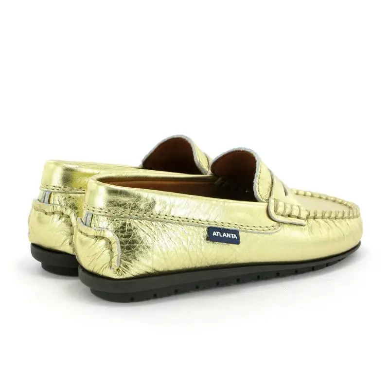 Atlanta Moccasin Gold Metallic Penny Loafer - Image 2