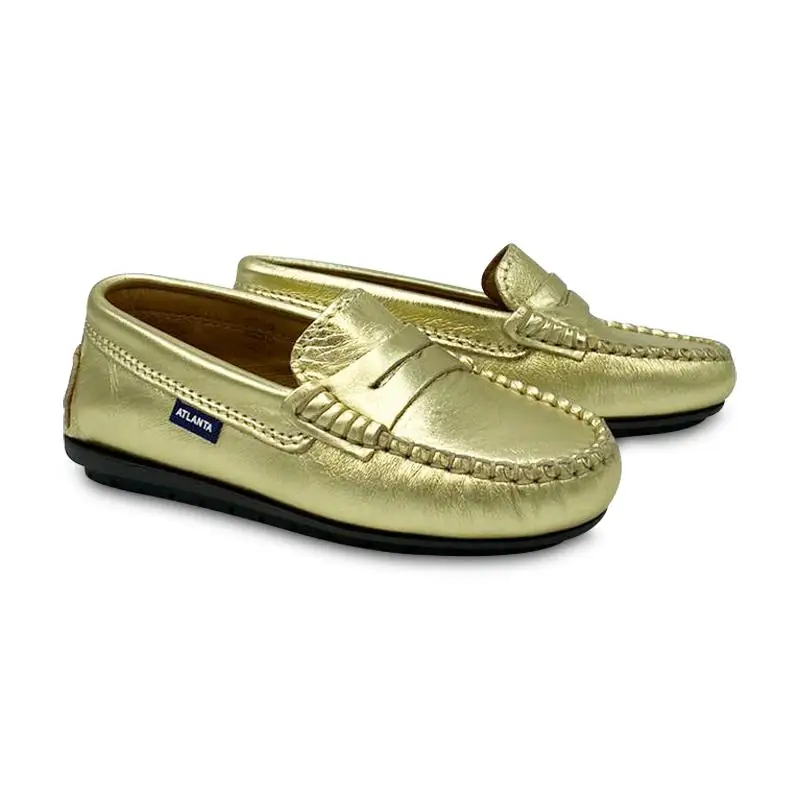 Atlanta Moccasin Gold Metallic Penny Loafer - Image 3
