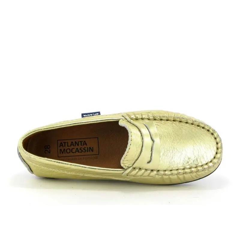 Atlanta Moccasin Gold Metallic Penny Loafer - Image 4