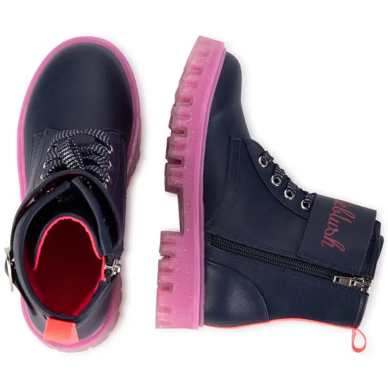 Billie Blush Navy Pink Combat Boot U19336 - Image 2