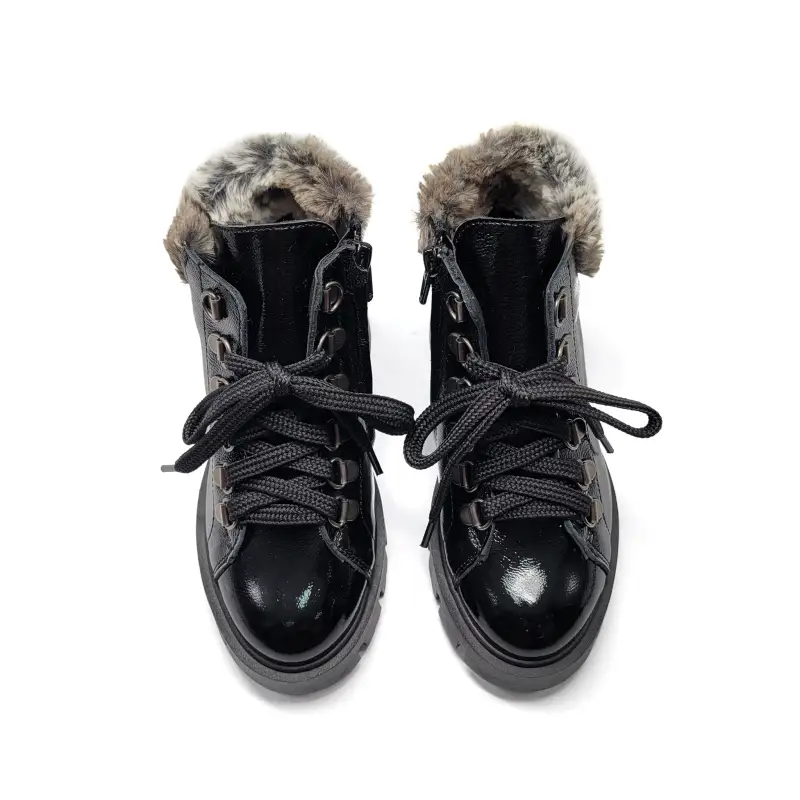 Blublonc Betti Black Crinkle Patent Bootie - Image 2