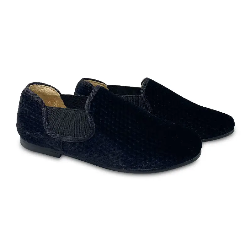 Blublonc Black Cube Velvet Smoking Slip On