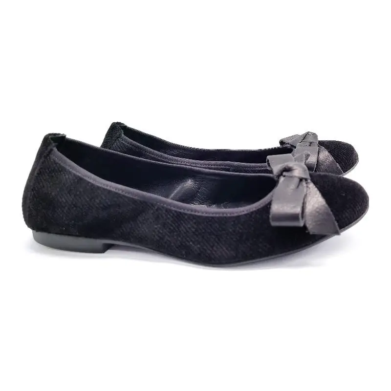 Blublonc Black French Velvet Ballet Flat